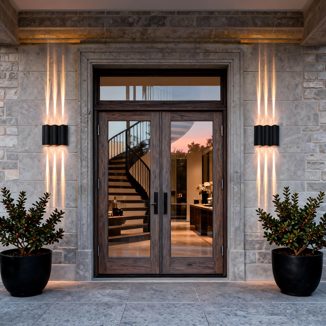 Wandleuchte | Gewelltes Aluminium, LED Up-Down-Beleuchtung 1