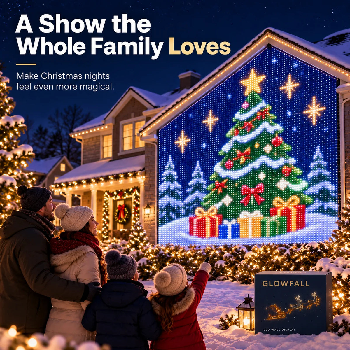 Weihnachtliche LED Hausnetz- und Outdoor-Wandvorhangbeleuchtung für festliche Stimmung 1