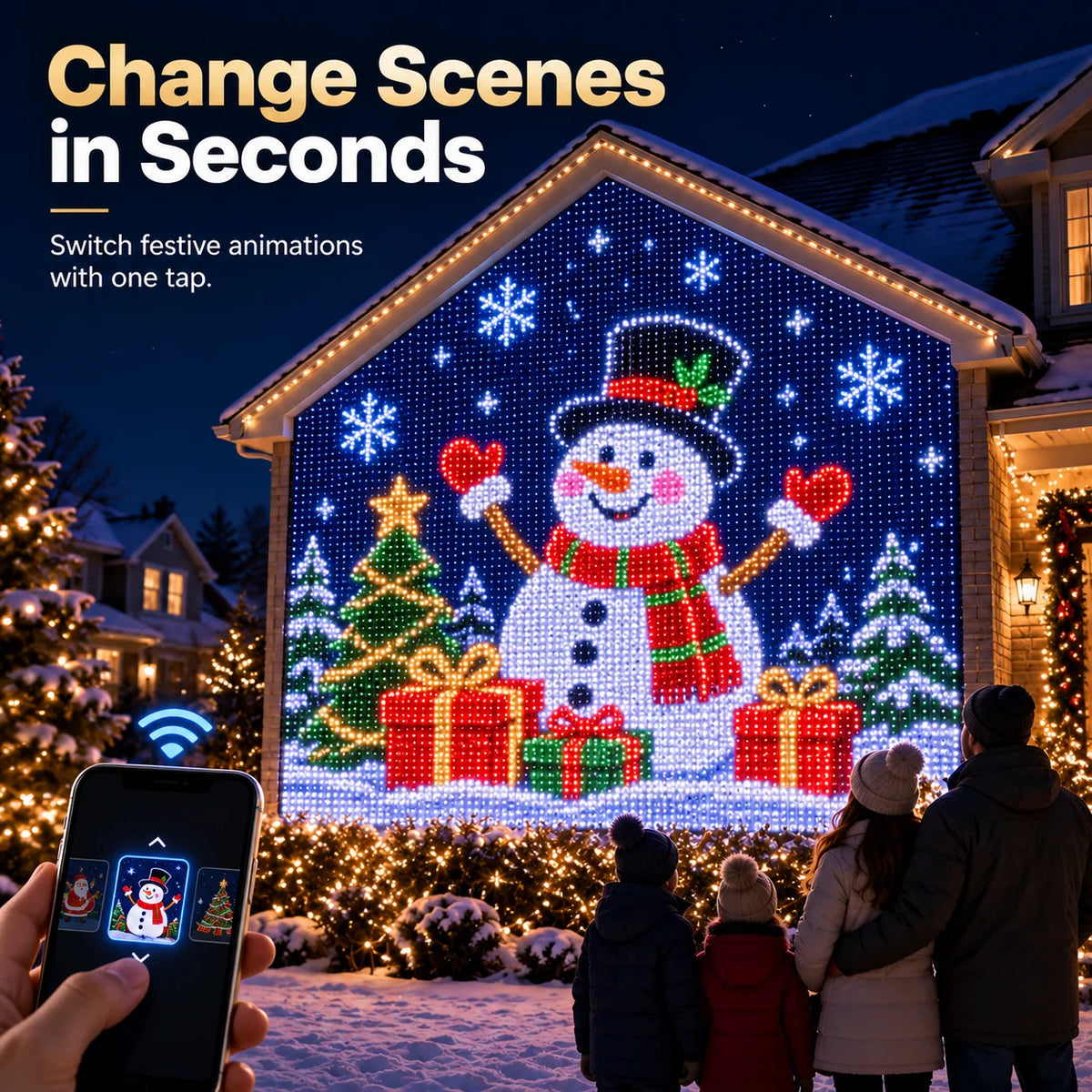 Weihnachtliche LED Hausnetz- und Outdoor-Wandvorhangbeleuchtung für festliche Stimmung 2
