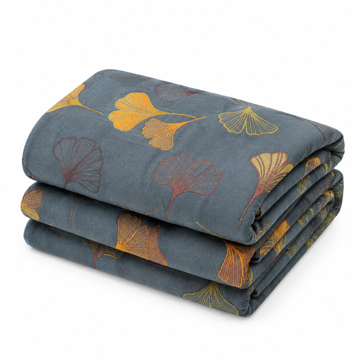 Wendedecke | Ginkgo-Blättermuster, Gelb und Blau 1