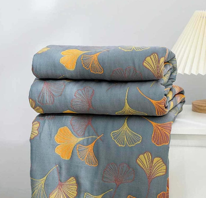 Wendedecke | Ginkgo-Blättermuster, Gelb und Blau 5