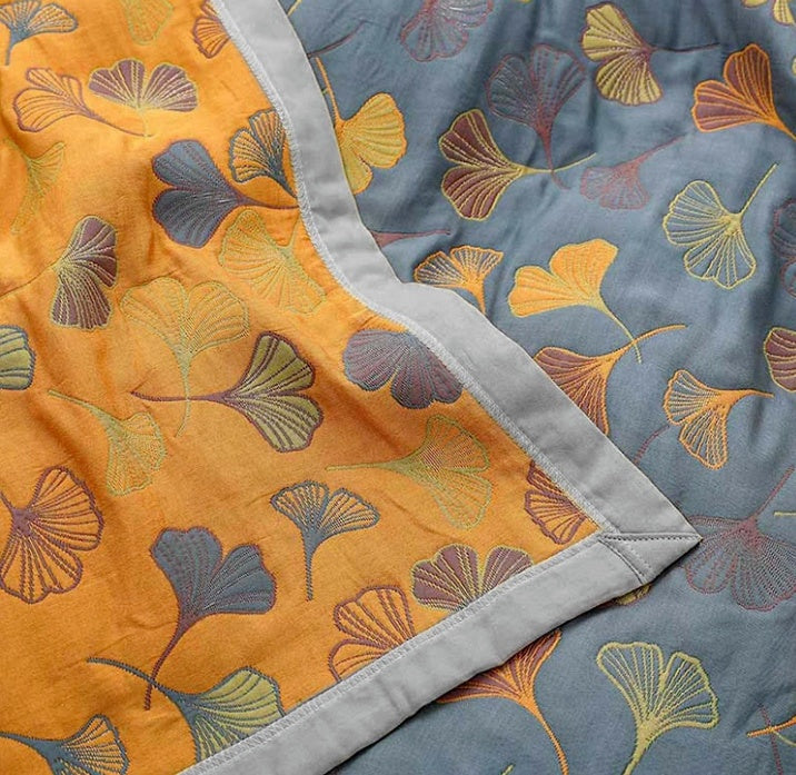Wendedecke | Ginkgo-Blättermuster, Gelb und Blau 6