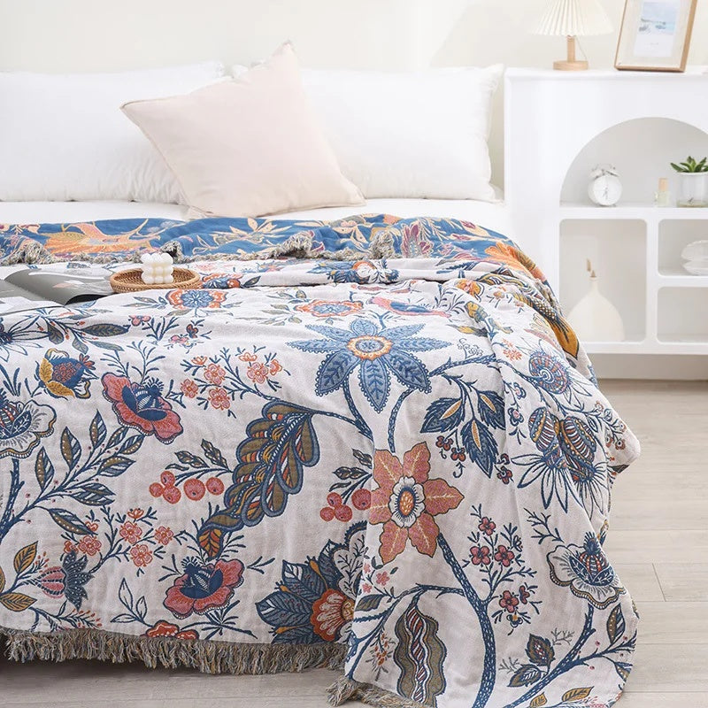 Wendedecke | Jacquard-Blumenmuster, Pompon-Details 7
