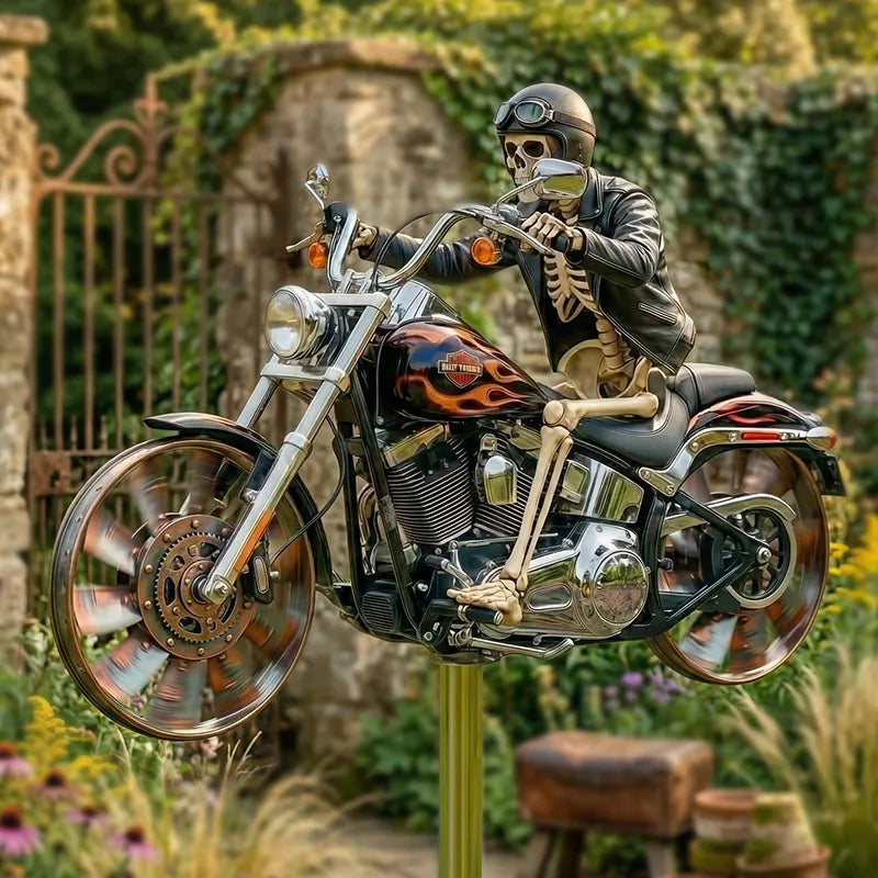 Windspiel | Vintage Chopper Design, Verchromte Speichenräder 0