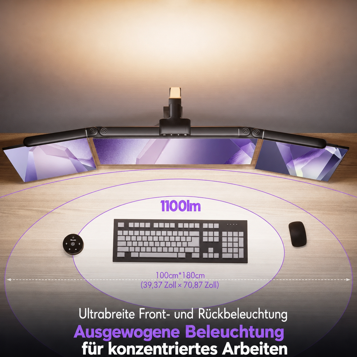Schreibtischlampe LED | 3-stufig faltbar, Radar-Bewegungsmelder