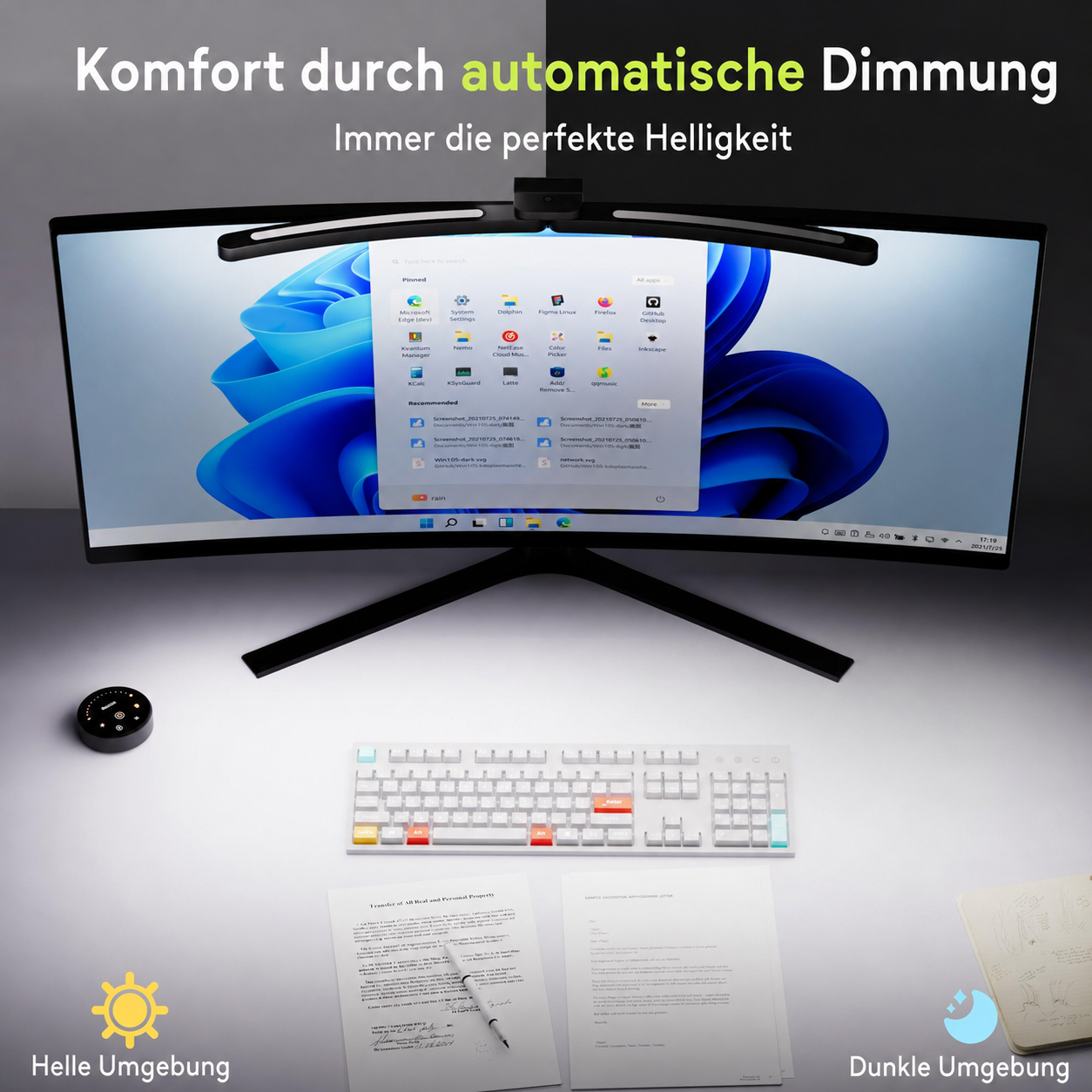 Monitor-Lichtleiste | 66 cm, faltbar, 15 RGB-Modi