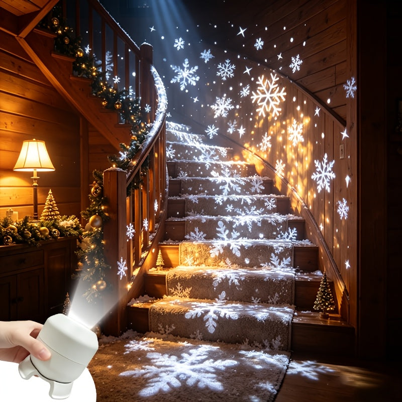 LED-Projektionslampe Weihnachten Kunststoff Bunt – 6 Motive, USB-Betrieb, Tischdeko