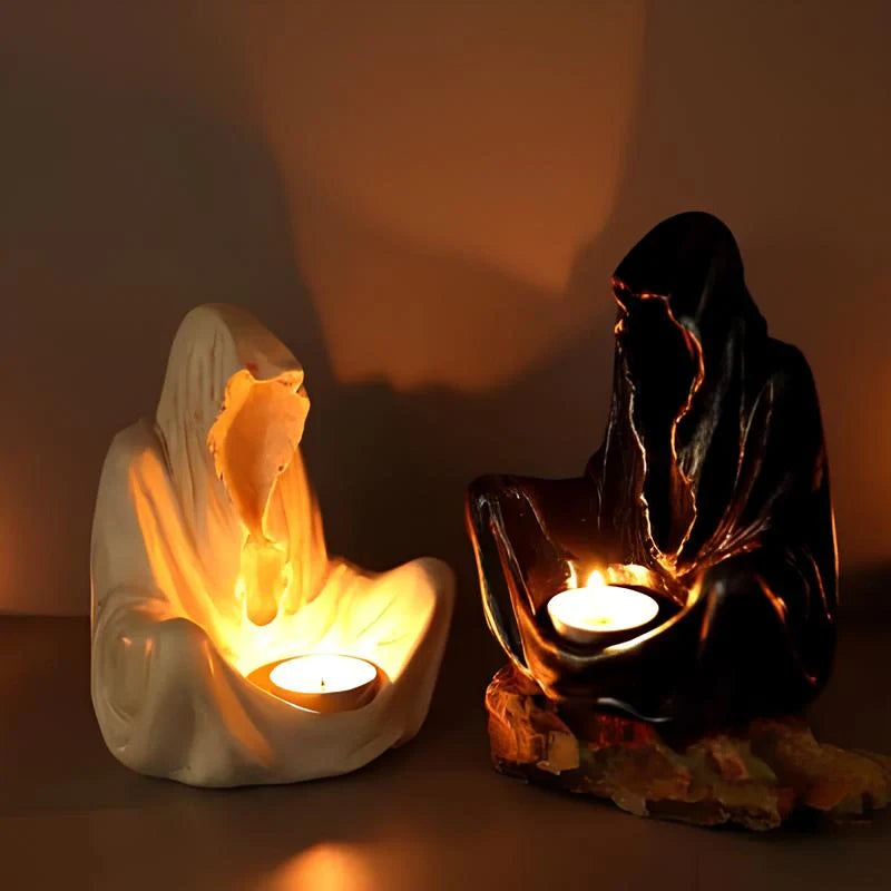 LumoAsh Kerzenhalter Vintage-Stil Dunkelgrau für Tischdeko Innen