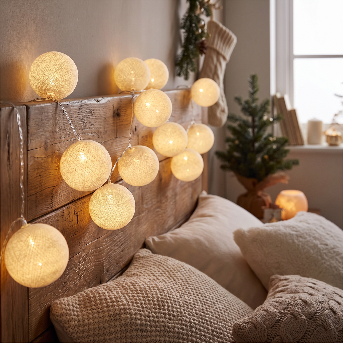 Baumwollkugel Lichterkette mit USB, LED Cotton Ball Lichterkette in fünf Farben