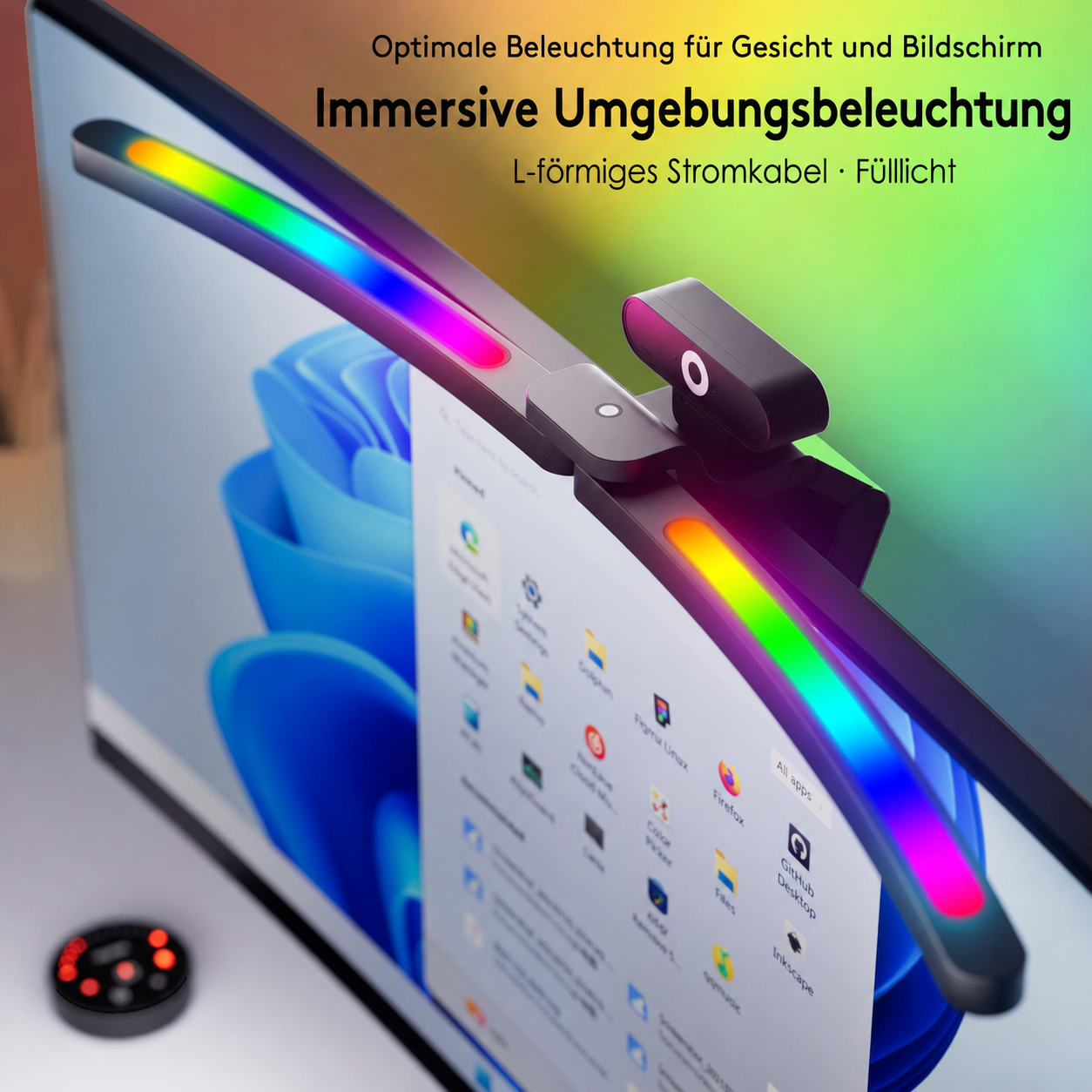 Monitor-Lichtleiste | 66 cm, faltbar, 15 RGB-Modi