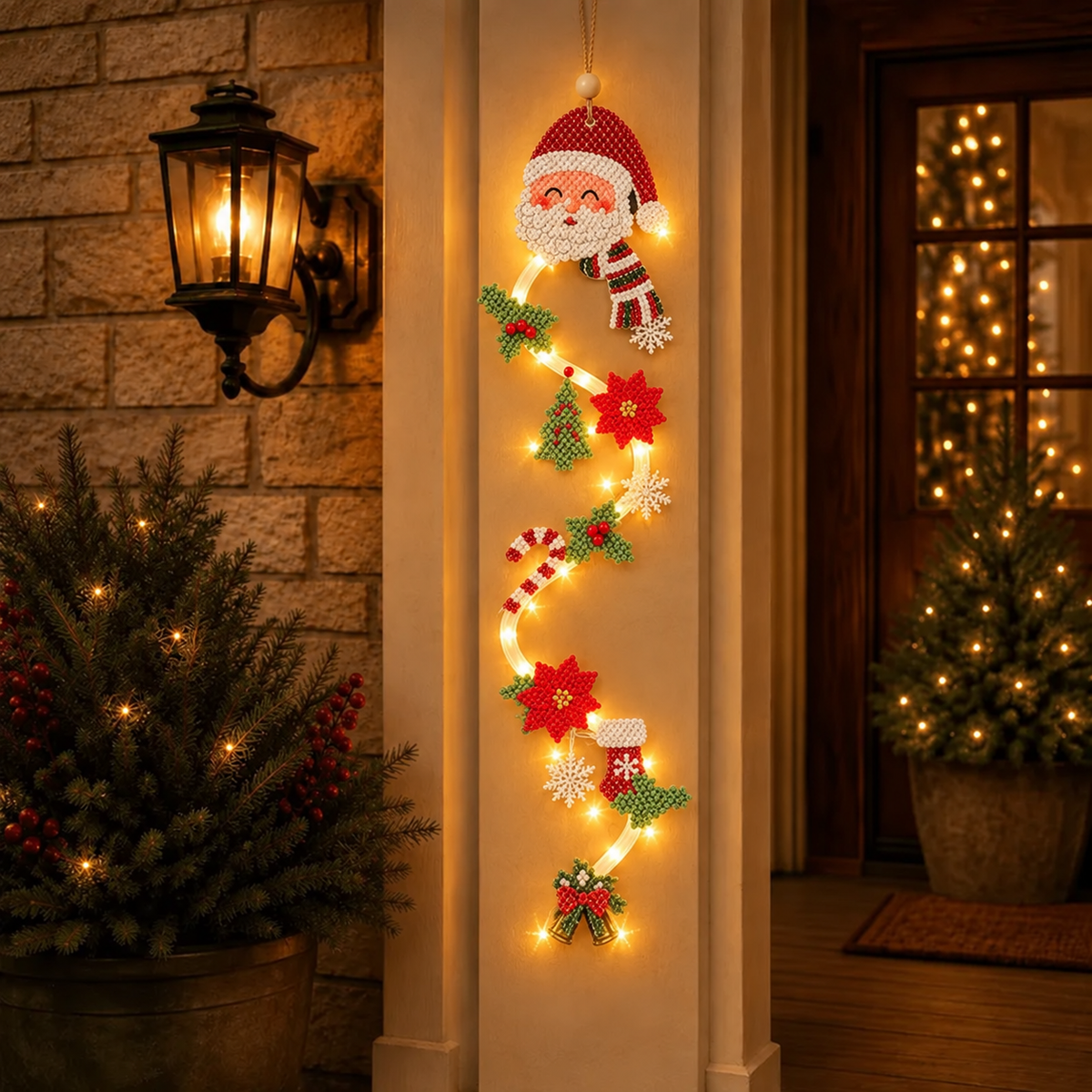 Leuchtende flache Weihnachts-Türdekoration – 2D Weihnachtsdesign