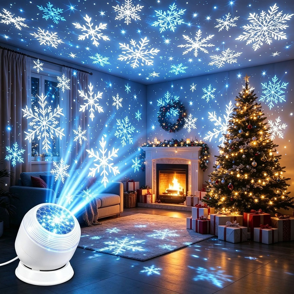 LED-Schneeflocken-Projektor Modern – 360° Drehung, USB, Sanftes Licht