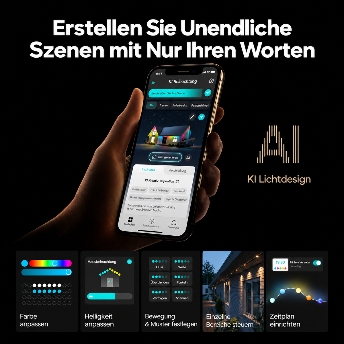 Intelligente, permanente, mehrfarbige LED-Außenbeleuchtung