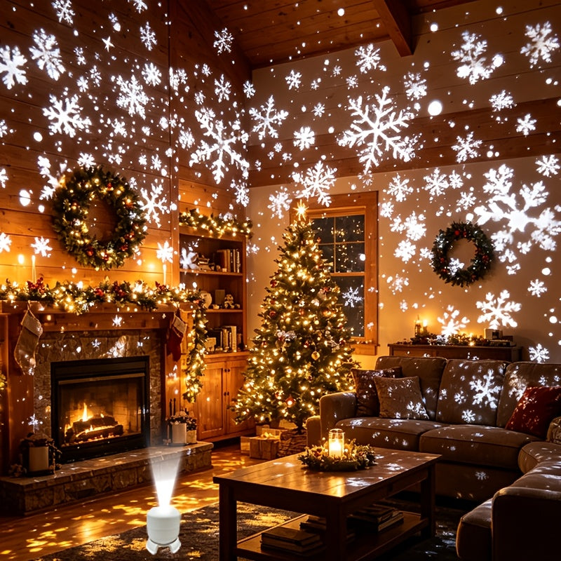 LED-Projektionslampe Weihnachten Kunststoff Bunt – 6 Motive, USB-Betrieb, Tischdeko