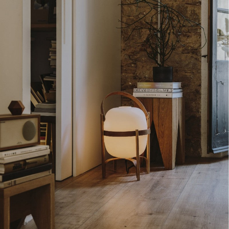 KorbLuma LED Tischlampe Boho-Stil Rattanoptik Warmlicht Terrasse