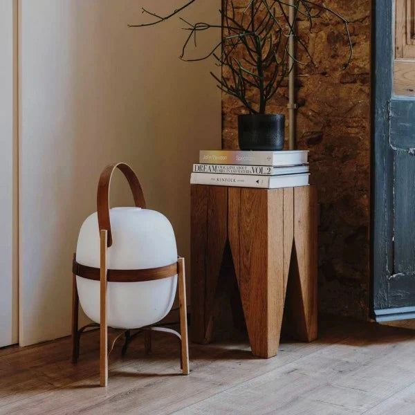 KorbLuma LED Tischlampe Boho-Stil Rattanoptik Warmlicht Terrasse