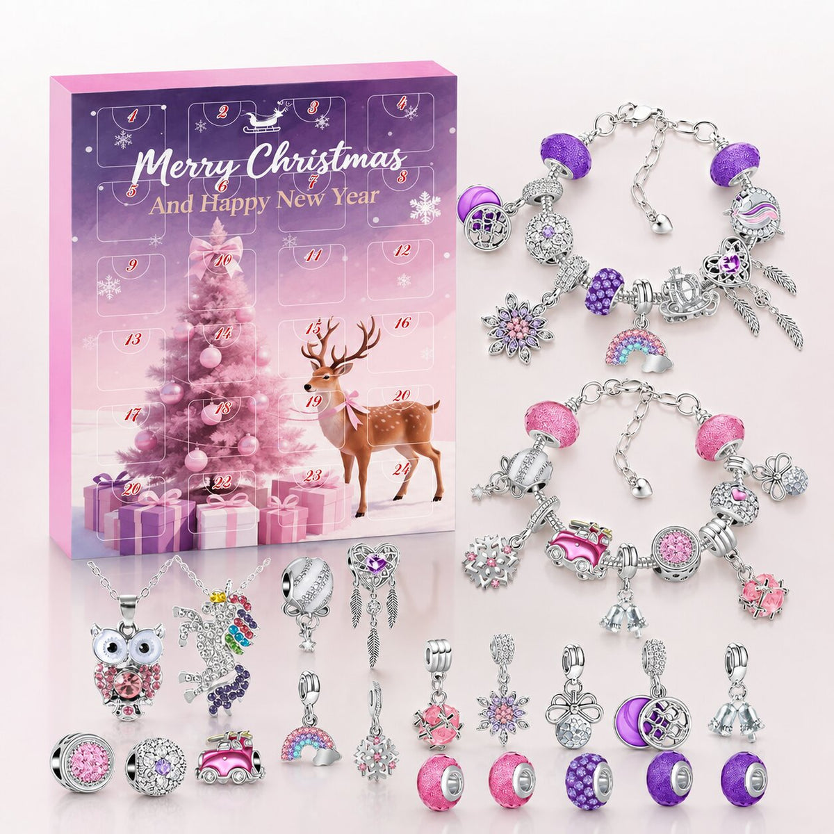 Charm Armband Adventskalender 2026 mit 24 Charms und Anhängern