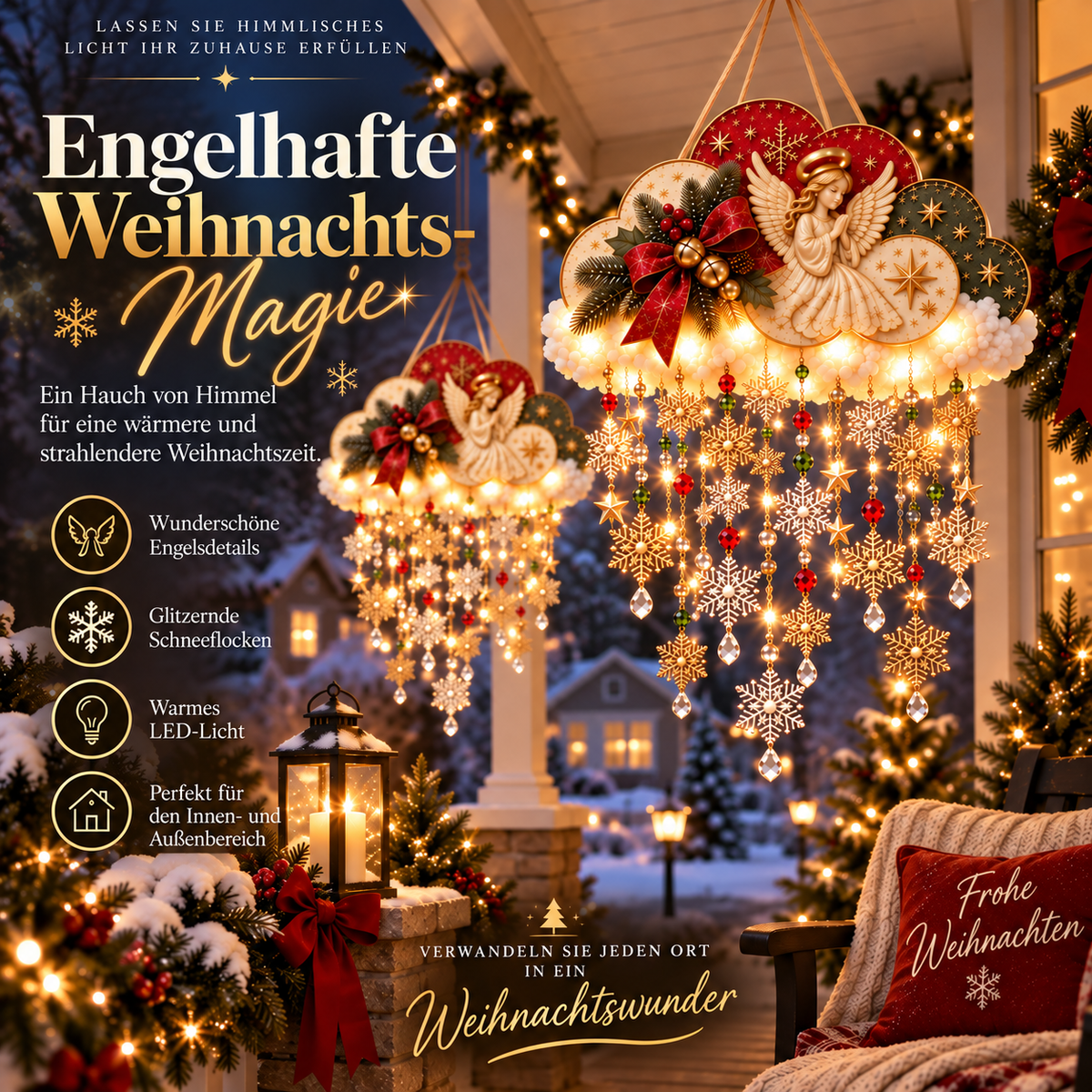 Leuchtende Weihnachts-Wanddekoration Schneeflocke