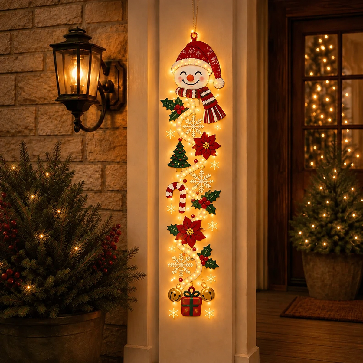 Leuchtende flache Weihnachts-Türdekoration – 2D Weihnachtsdesign