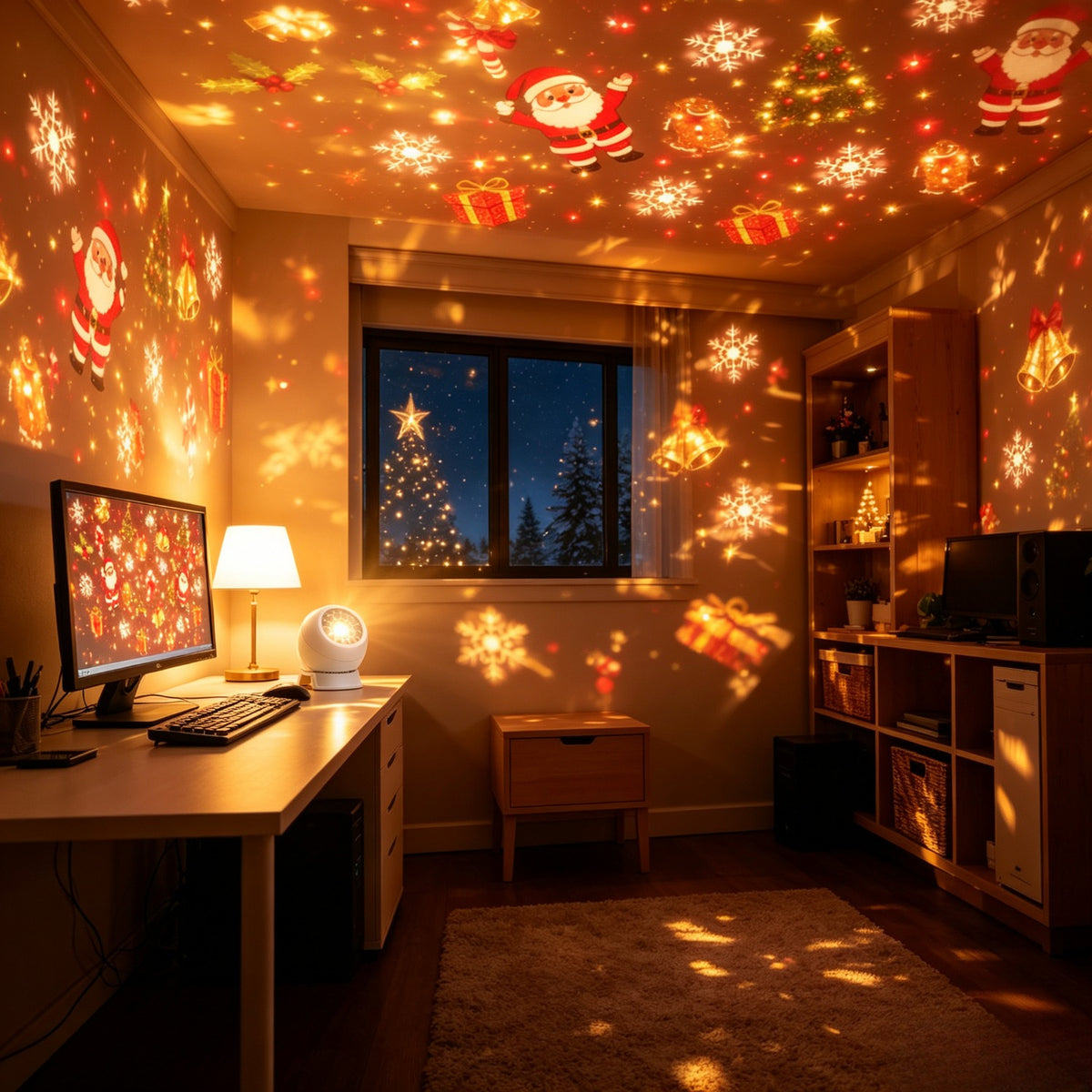 Weihnachtsprojektor Kunststoff Mehrfarbig – LED-Motive, USB, Tischdeko