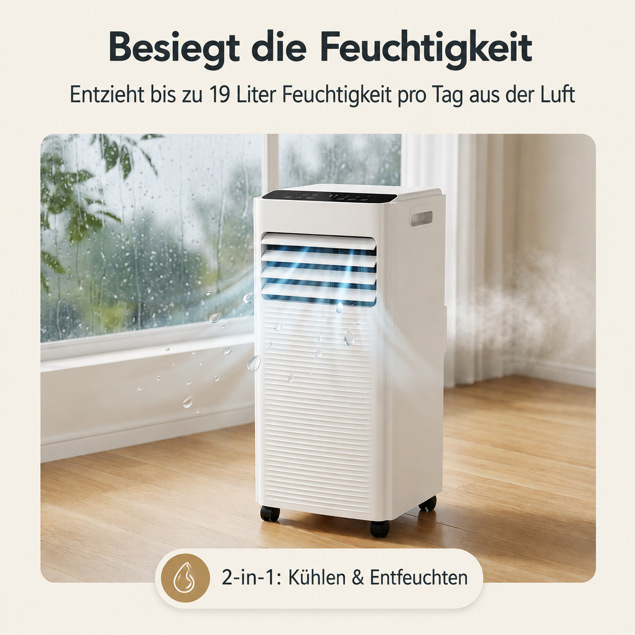 Mobile Klimaanlage 7000 BTU, Fenstersatz ohne Bohren