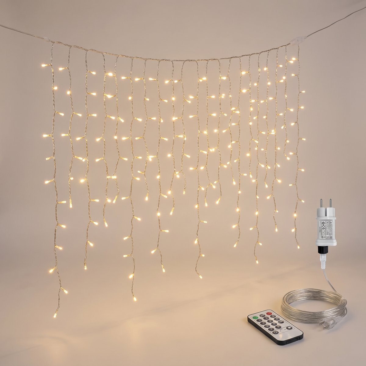Eisregen Lichterkette außen 15 m mit 660 LEDs Warmweiß, erweiterbar, 8 Modi und Timer