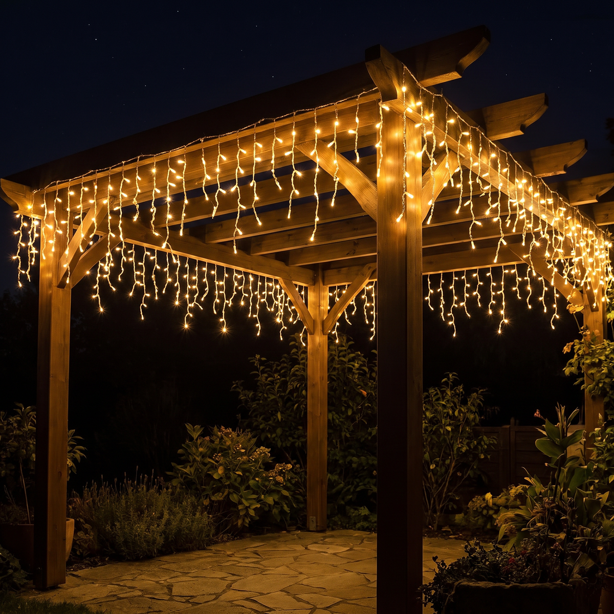 Eisregen Lichterkette außen 15 m mit 660 LEDs Warmweiß, erweiterbar, 8 Modi und Timer
