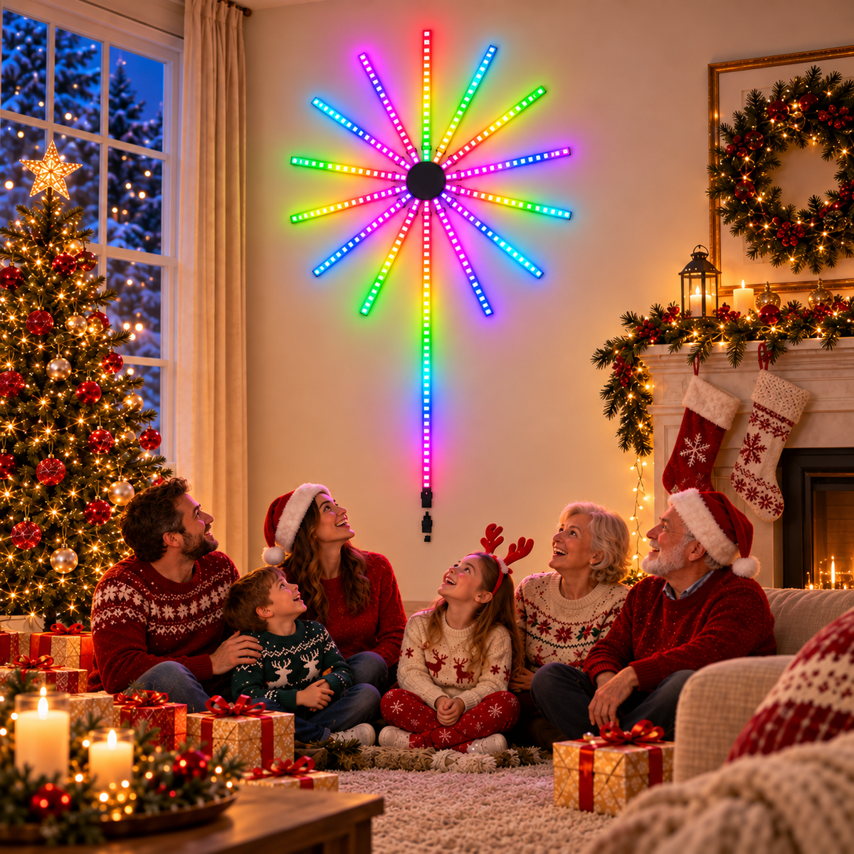 Smarte Feuerwerk LED-Leuchte | App-Steuerung & Musik-Sync, 16 Mio. Farben