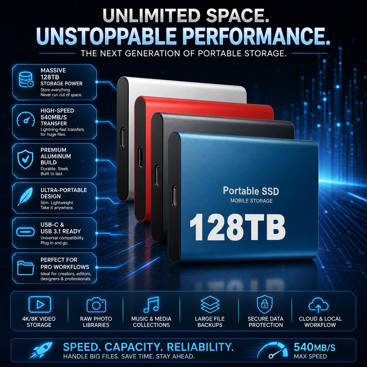 Externes tragbares SSD-Speichergerät USB