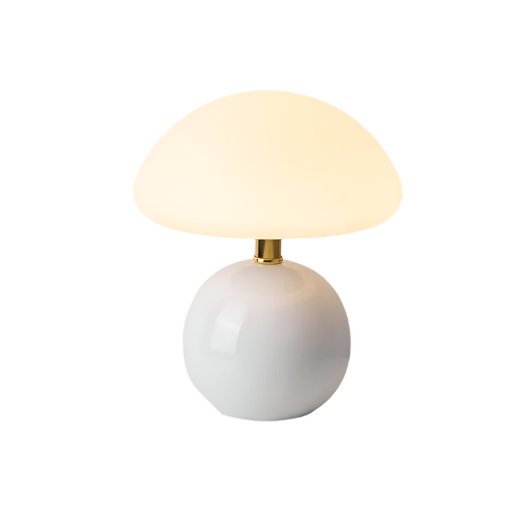 CrèmeLumi Pilzlampe Retro Tischlampe LED Cremeweiß für Schlafzimmer