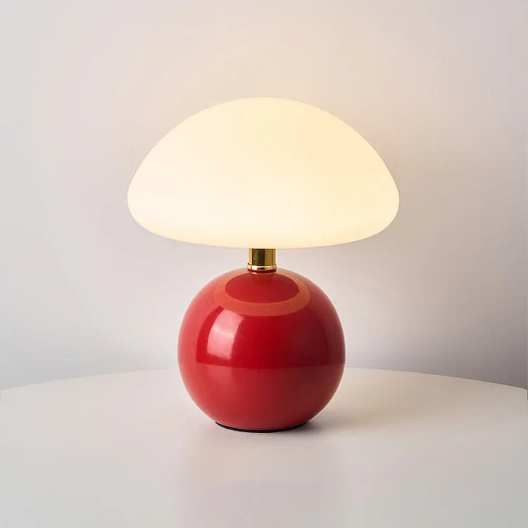 CrèmeLumi Pilzlampe Retro Tischlampe LED Cremeweiß für Schlafzimmer