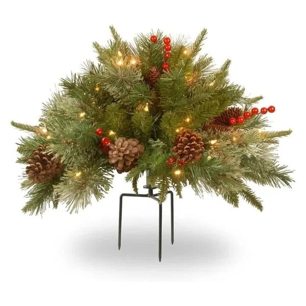 Beleuchtetes Tannengesteck für Pflanzkübel – 35 LEDs, Timer, Ø 45 cm