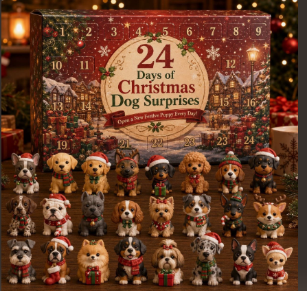 Französische Bulldogge Adventskalender – 24 flache 2D-Anhänger