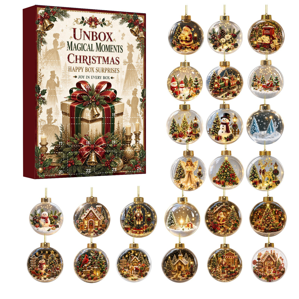 Weihnachts-Adventskalender 2026 für Kinder – Festliche Vorfreude in Burgunderrot und Gold