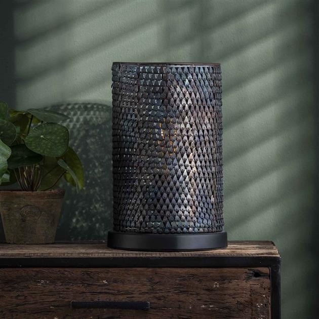 LumoJay – Moderne Tischlampe Schwarz-Braun Holzoptik für Wohnzimmer