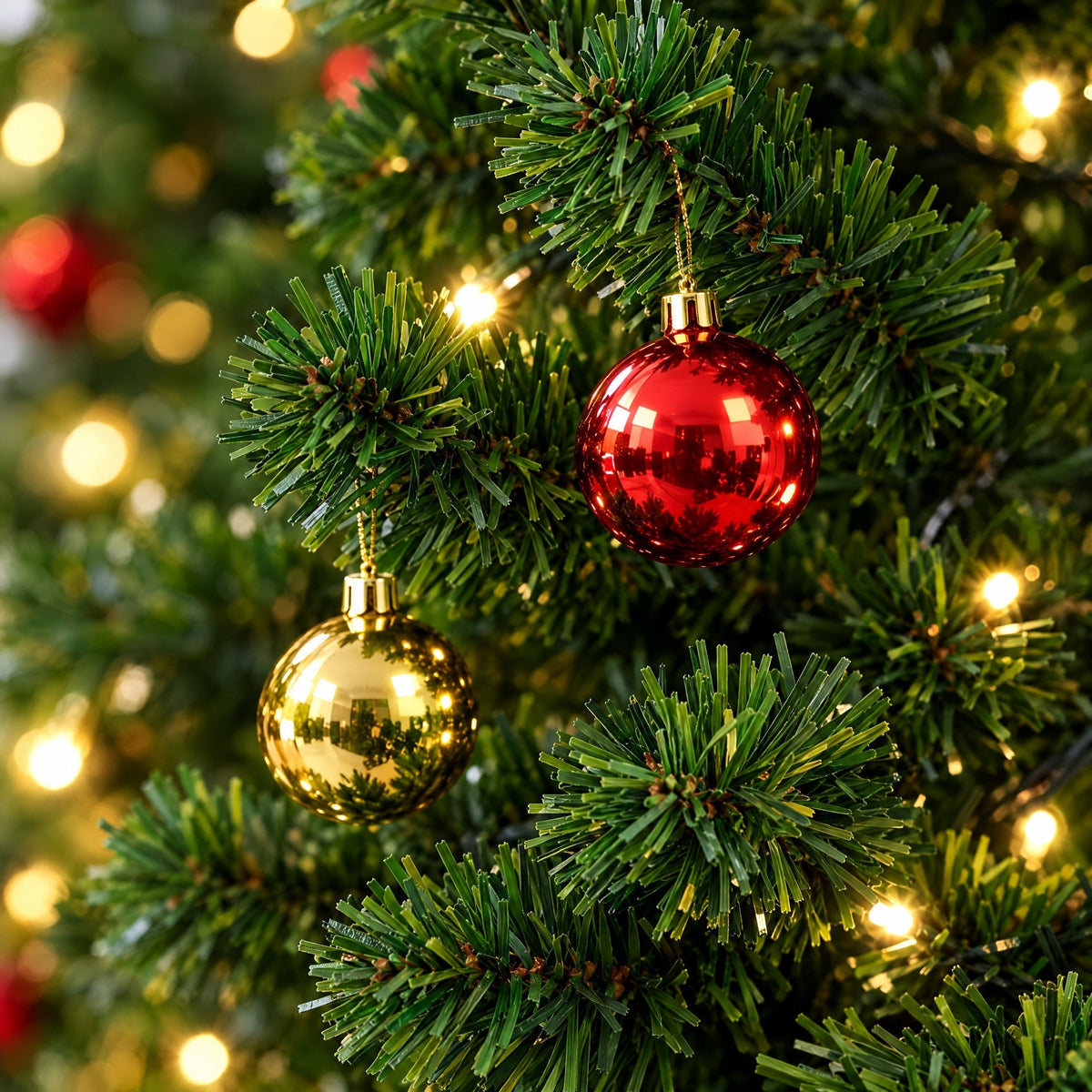 Künstlicher Weihnachtsbaum 180 cm mit Beleuchtung und Kugeln, Stern und Fernbedienung