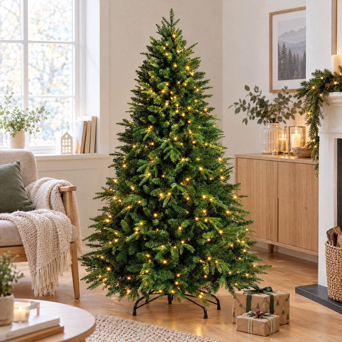 Künstlicher Weihnachtsbaum mit LED Beleuchtung 120 bis 180 cm, warmweiß