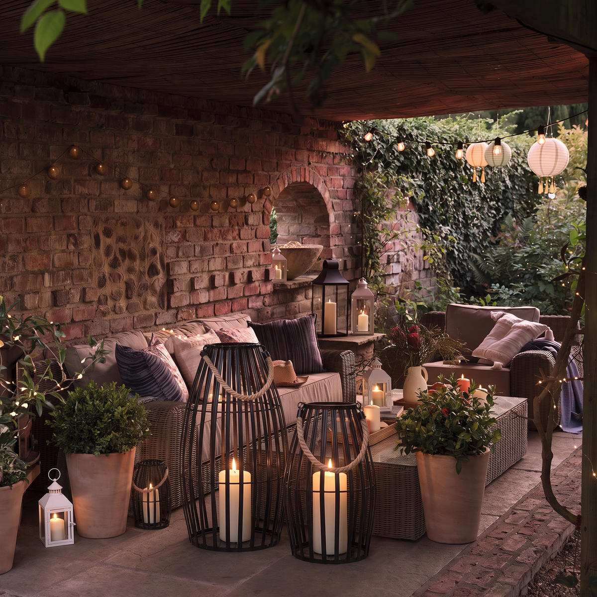 Laternen 2er Set schwarz mit LED Kerzen, Fernbedienung und Timer für Garten und Terrasse