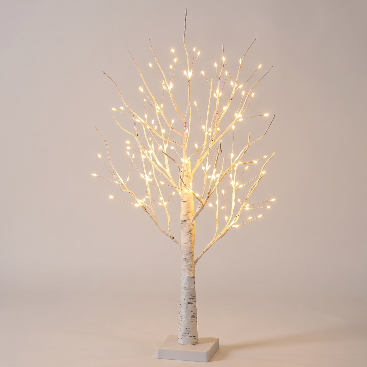 LED Birkenbaum Lampe 60 cm mit 144 LEDs Warmweiß, kabellos mit Batterie