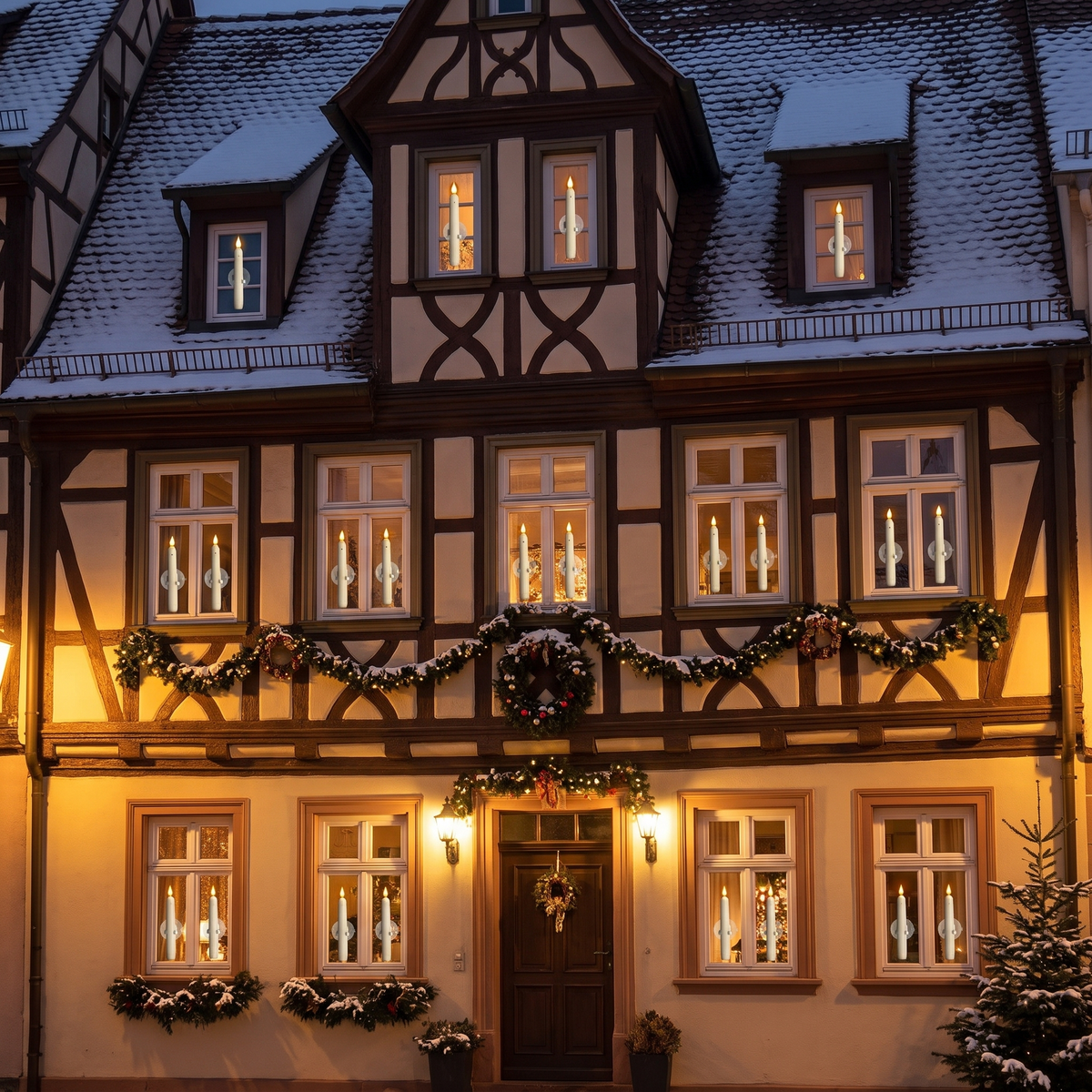LED Fensterkerzen 12er Set mit Dämmerungssensor und Saugnapf, Elfenbein mit Flackerflamme