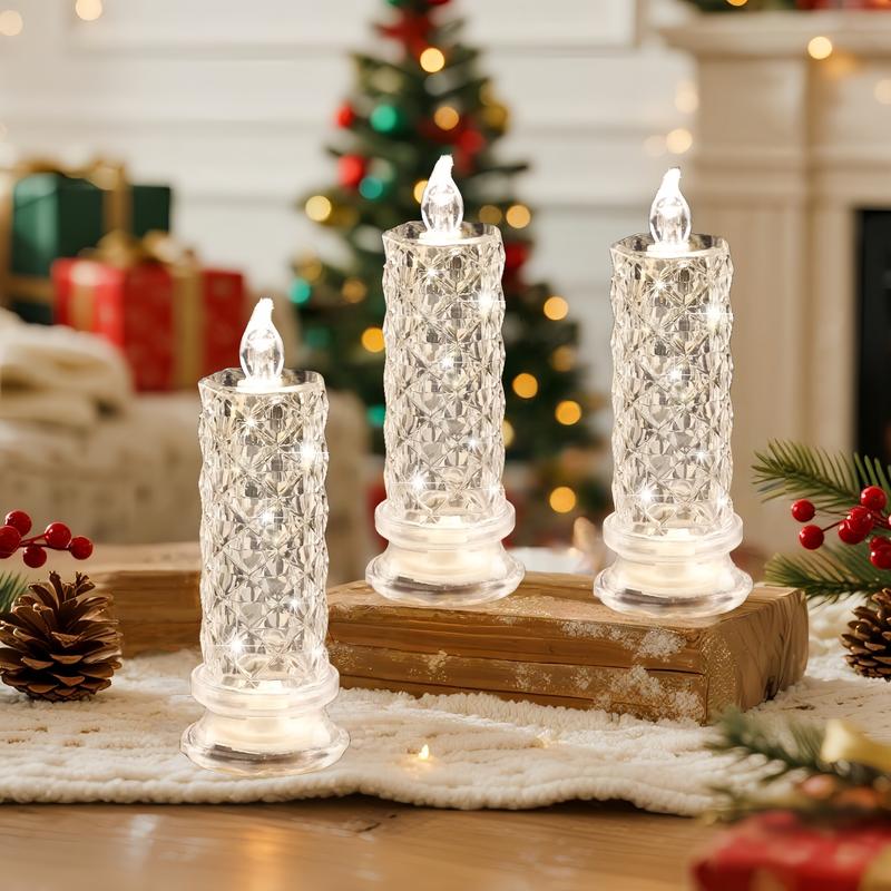 LED Kristall Kerzen 4er Set, flammenlose Kerzenlichter mit Diamantschliff und Farbwechsel