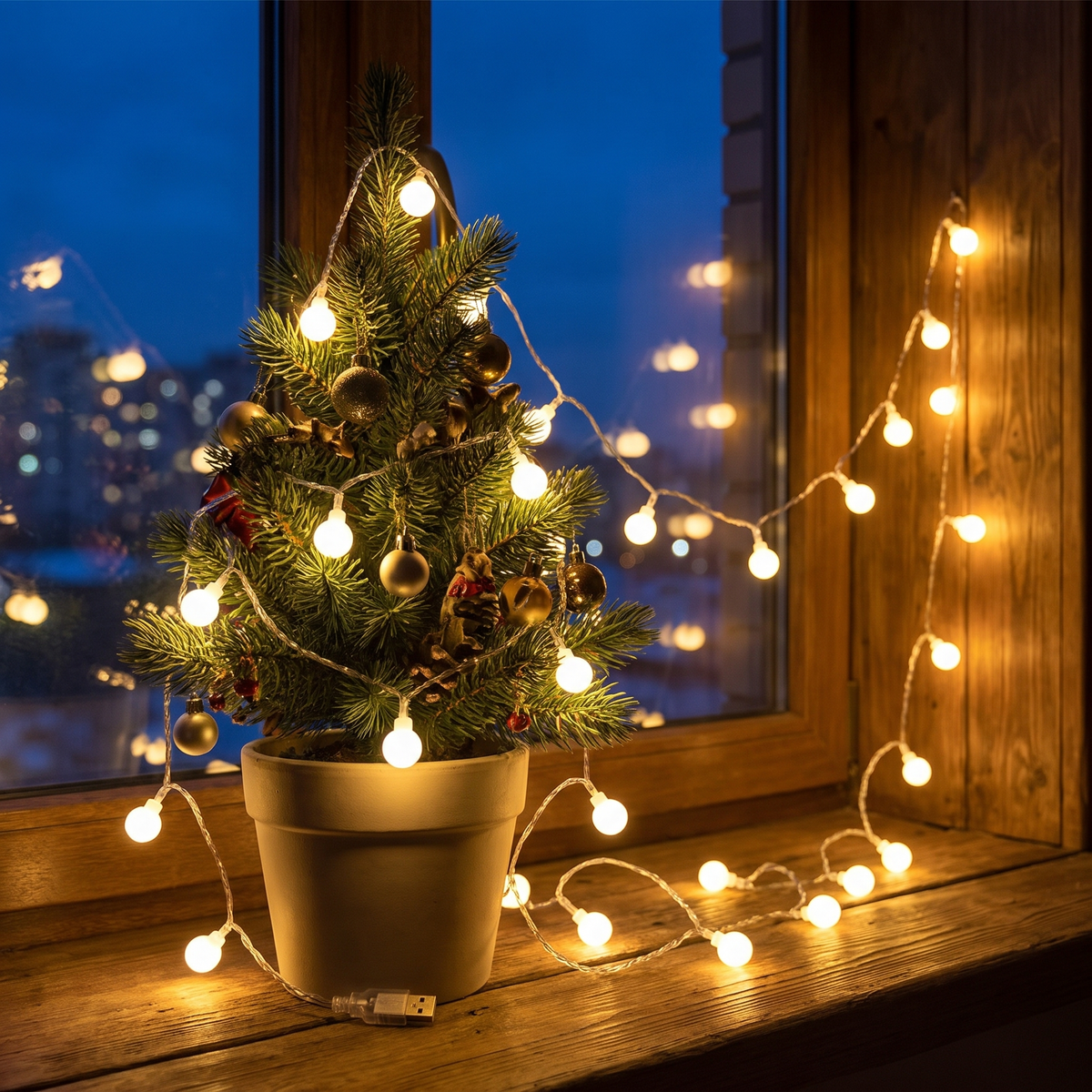 LED Kugel Lichterkette mit USB, Lichterkette mit kleinen Kugeln warmweiß oder kaltweiß