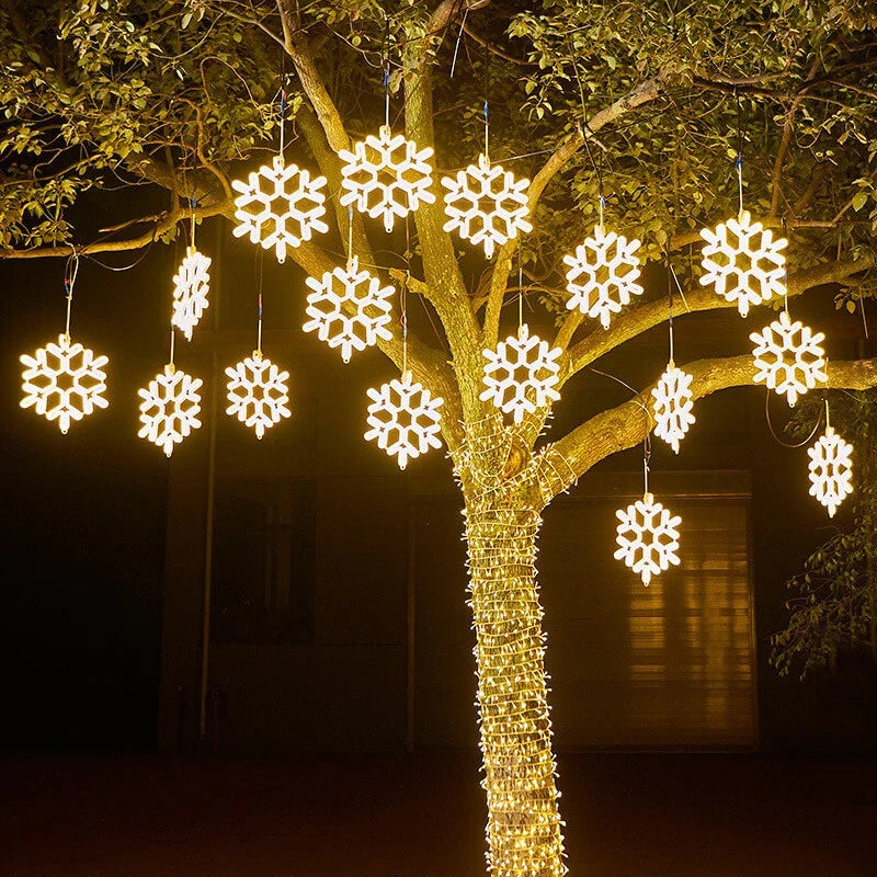 LED Schneeflocke zum Aufhängen für außen, Neon Lichtdeko für Baum, Balkon und Garten