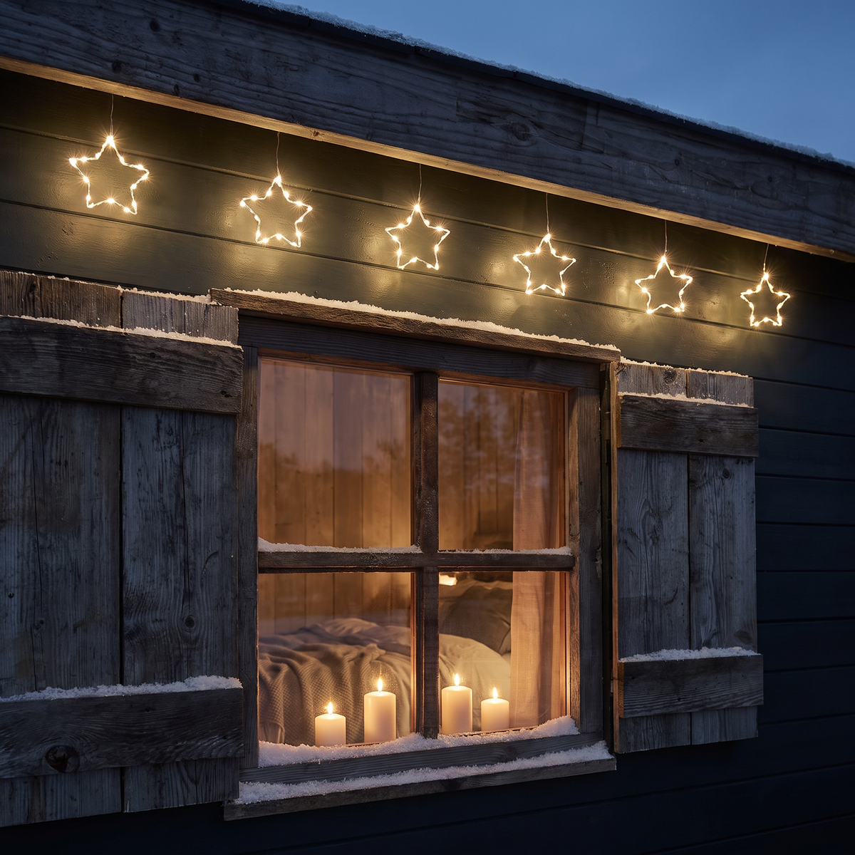 LED Sternen Girlande 1,5 m mit 6 Sternen und 90 Micro LEDs, Warmweiß mit Timer