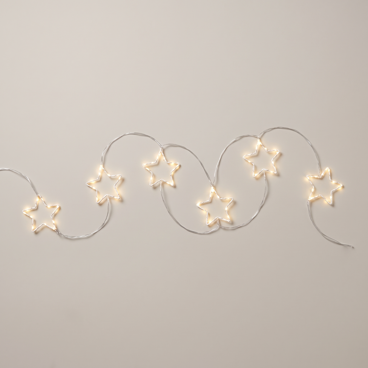 LED Sternen Girlande 1,5 m mit 6 Sternen und 90 Micro LEDs, Warmweiß mit Timer