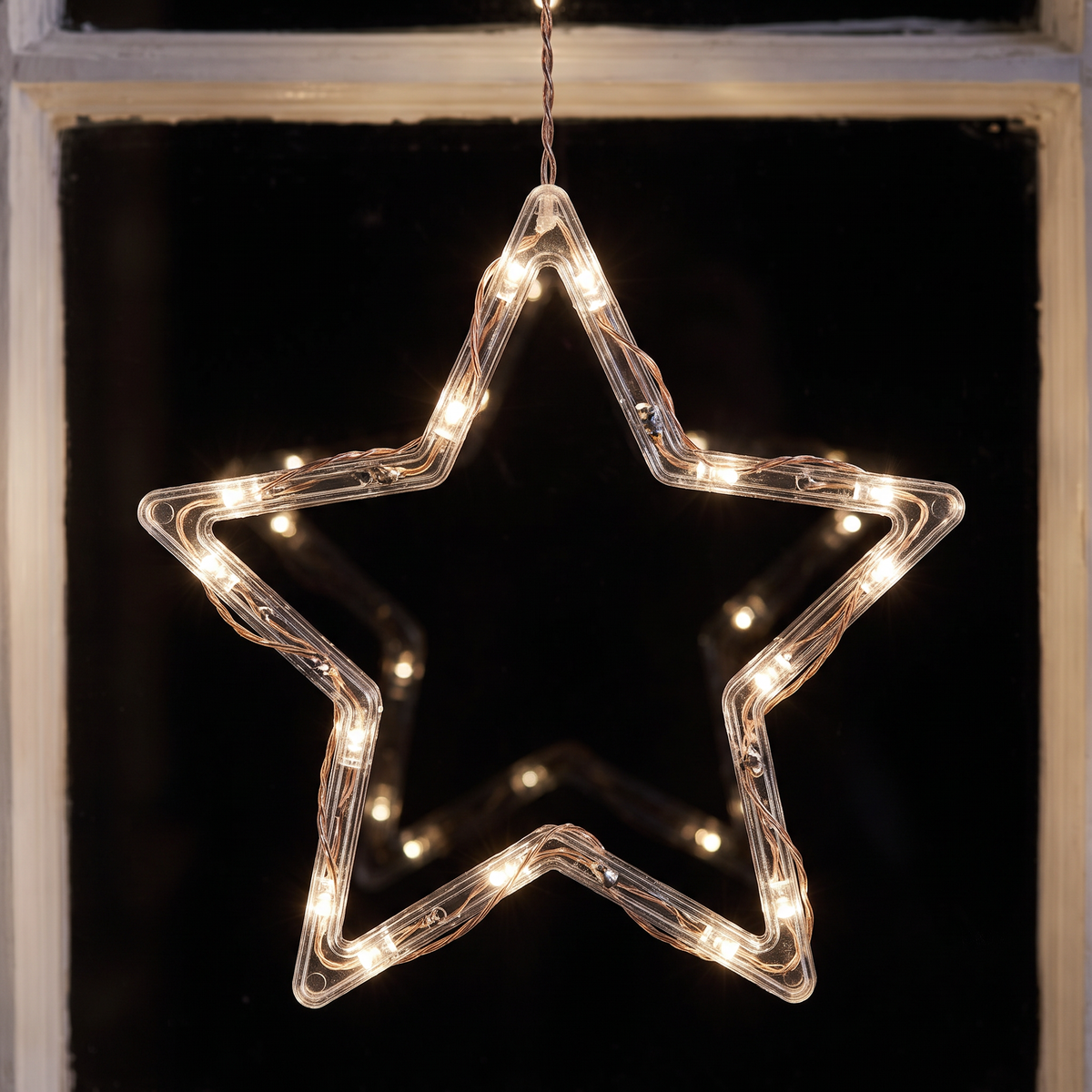 LED Sternen Lichtervorhang 2 m mit 100 Micro LEDs und 5 Sternen, Fensterdeko mit Timer