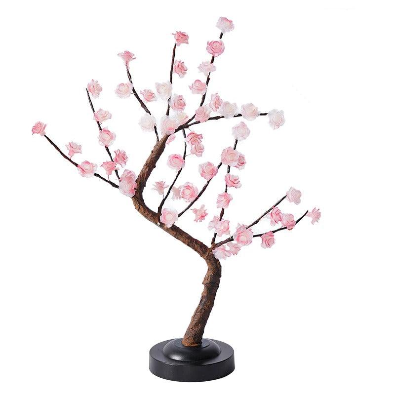 BlossiGlow LED Tischlampe Bonsai-Stil Rosa Blüten Gartenlicht