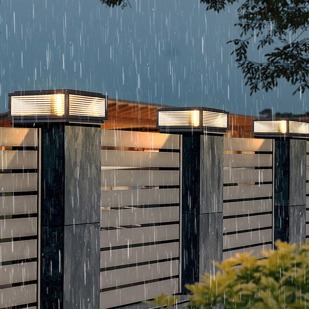 LumoPost Gartenleuchte Modern Glasrippen Schwarz