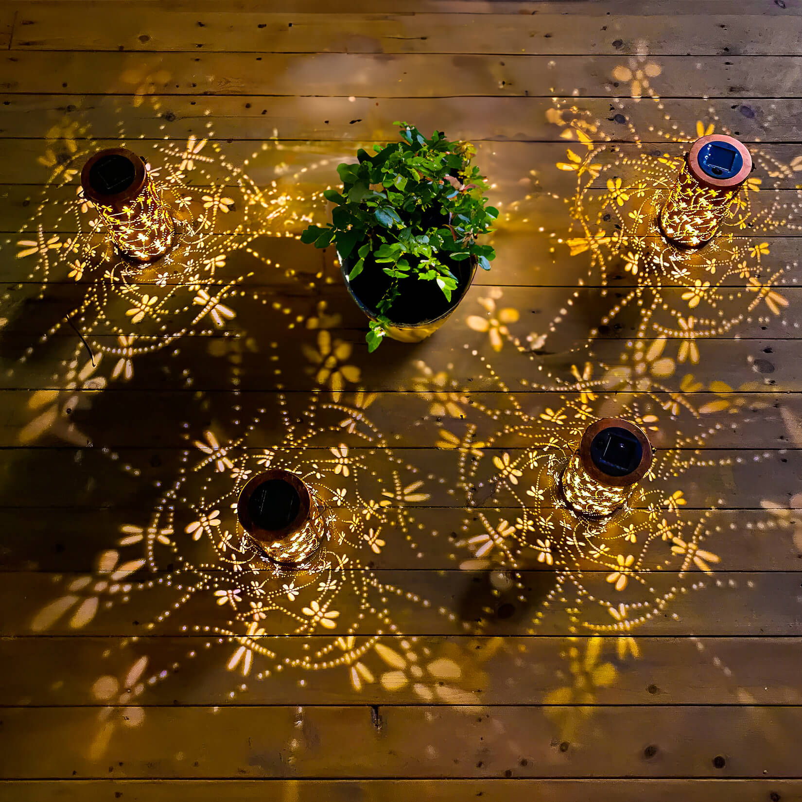 LumiFlair Solar Gartenlaterne Vintage Libellenmuster Bronze