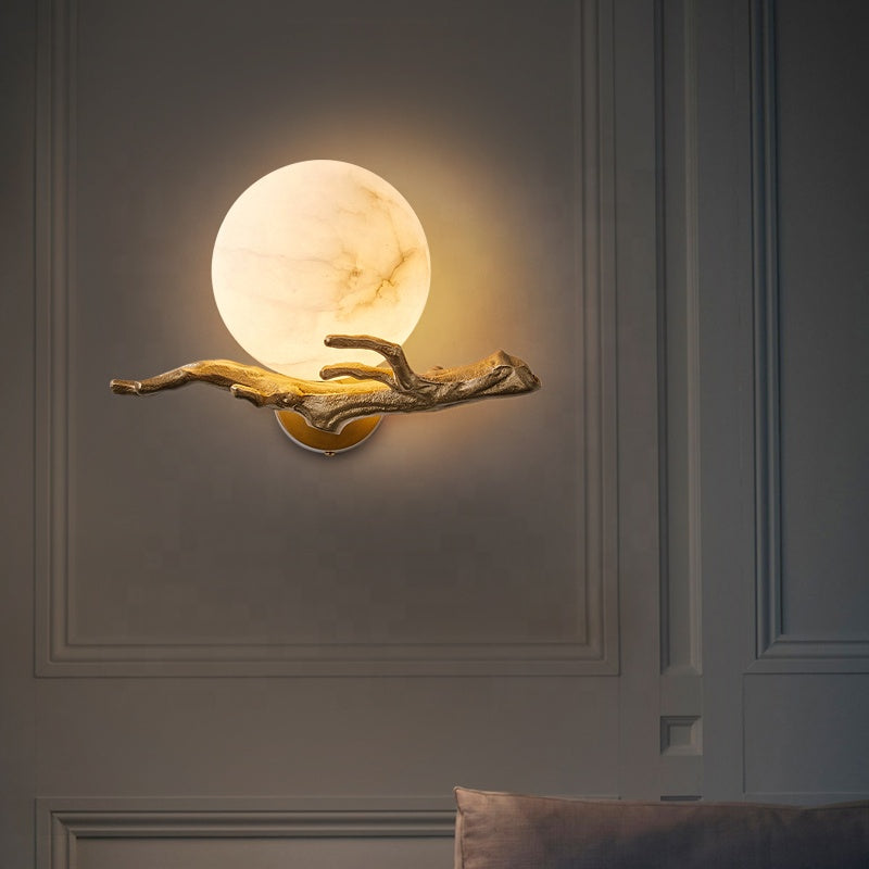 LuminaStone Kreative Marmor-Wandlampe – Modern Weiß Wohnzimmer